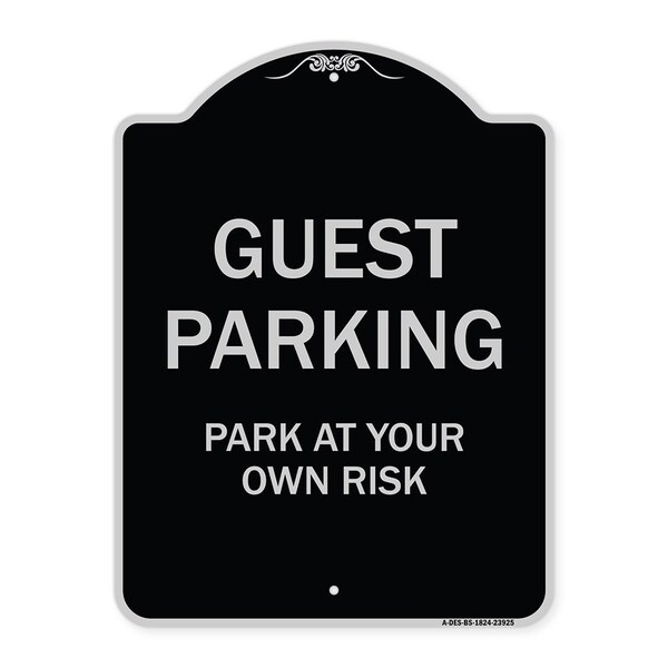 Designer Series Guest Parking, Black & Silver Heavy-Gauge Aluminum Sign, 24" x 18", BS-1824-23925
